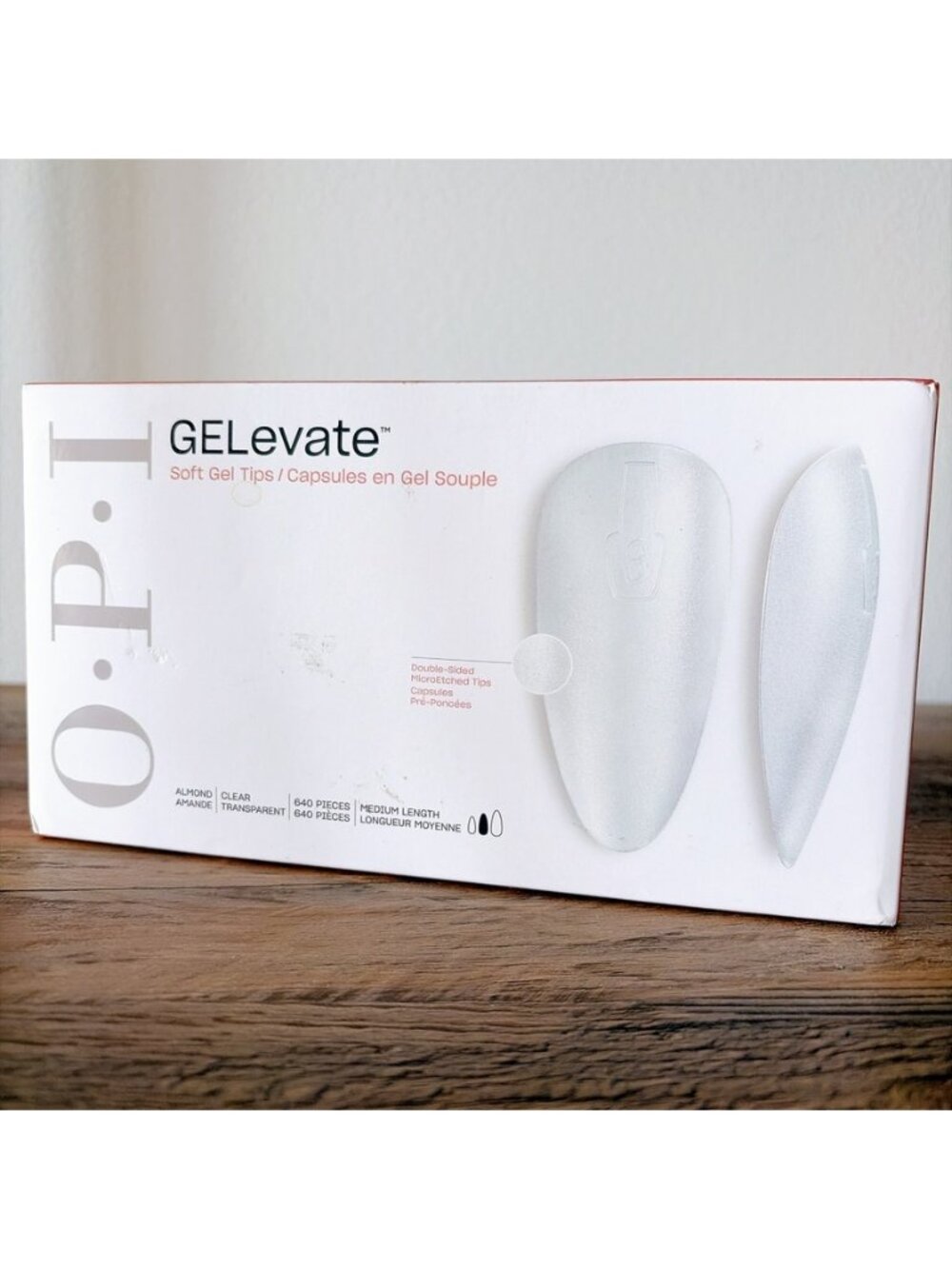 OPI GELevate Soft Gel Nail Tip Medium Length Extension 640 ct Almond Shape